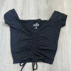 Hollister Black Ruched Size XS Juniors Cropped Top